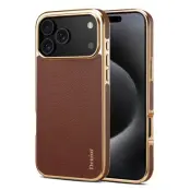 DENIOR Mobilskal till iPhone 17 Pro Max Äkta Läder PC + TPU - Brun