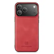DG.MING Mobilskal till iPhone 17 Pro Max PU Läder Hybrid Röd