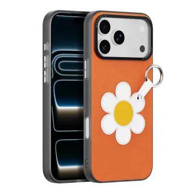DUX DUCIS iPhone 17 Pro Max Mobilskal Fingerring/Rem Luvy Series (Warm Orange&Daisy)