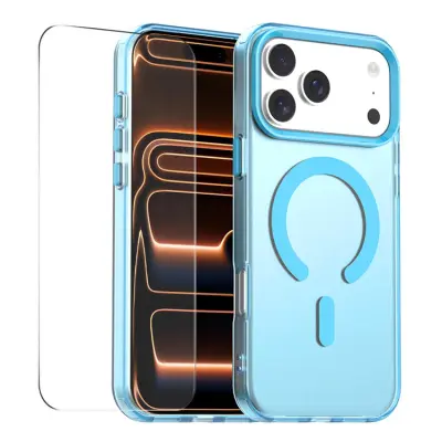 ENKAY iPhone 17 Pro Max Mobilskal MagSafe 9H Härdat Glas - Blå