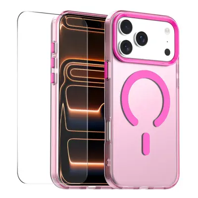 ENKAY iPhone 17 Pro Max Mobilskal MagSafe 9H Härdat Glas - Rosa