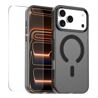 ENKAY iPhone 17 Pro Max Mobilskal MagSafe 9H Härdat Glas - Svart