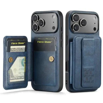 FIERRE SHANN 024 iPhone 17 Pro Max Fodral KonstLäder - Blå