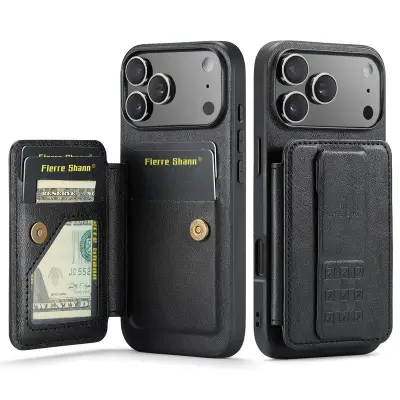 FIERRE SHANN 024 iPhone 17 Pro Max Fodral KonstLäder - Svart