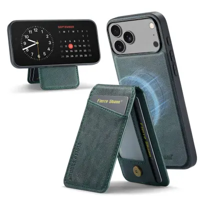 FIERRE SHANN 025 Fodral för iPhone 17 Pro Max KonstLäder - Grön