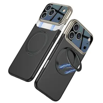 GKK iPhone 17 Pro Max Mobilskal MagSafe Rotary Kickstand (Grå / Svart)