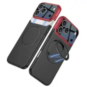 GKK Mobilskal till iPhone 17 Pro Max MagSafe Rotary Kickstand (Röd / Svart)