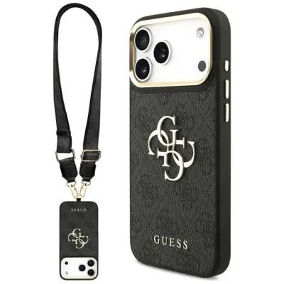 Guess iPhone 17 Pro Max Mobilskal 4G Big Classic Logo Big Strap Metal - Svart