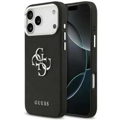 Guess iPhone 17 Pro Max Mobilskal Grained Big 4G Classic Logo - Svart