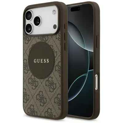 Guess iPhone 17 Pro Max Mobilskal MagSafe 4G Circle Classic Logo - Brun
