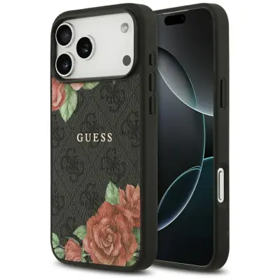 Guess iPhone 17 Pro Max Mobilskal Magsafe Flowers Print - Svart