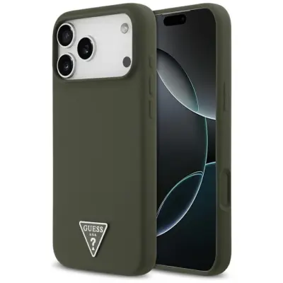 Guess iPhone 17 Pro Max Mobilskal MagSafe Silikon Triangle Logo - Khaki