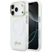 Guess Mobilskal För iPhone 17 Pro Max MagSafe IML Gradient Script Metal - Vit