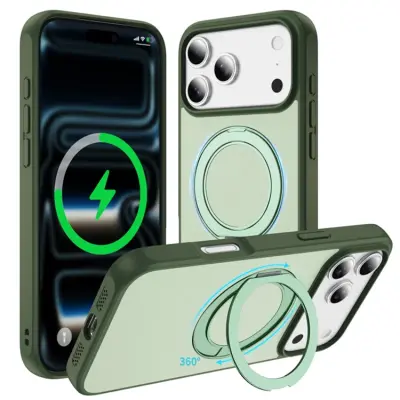 iPhone 17 Pro Max Mobilskal Anti Drop Kickstand - Grön (Grön)