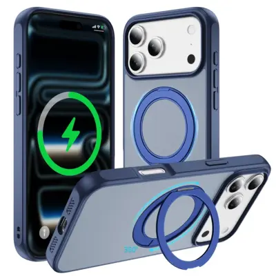 iPhone 17 Pro Max Mobilskal Anti Drop Kickstand - Blå (Himmelsblå)