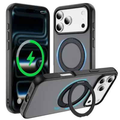 iPhone 17 Pro Max Mobilskal Anti Drop Kickstand (Svart)