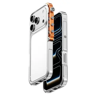 iPhone 17 Pro Max Mobilskal Bumper Aluminum Metal Frame - Silver