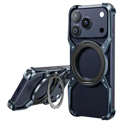 iPhone 17 Pro Max Mobilskal Bumper Frameless Kickstand - Blå (Blå)