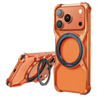 iPhone 17 Pro Max Mobilskal Bumper Frameless Kickstand - Orange (Orange)