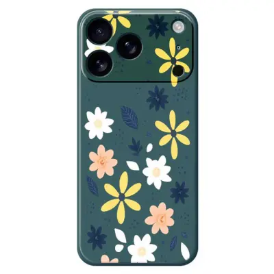 iPhone 17 Pro Max Mobilskal Colorful Floral Blue Leaves TPU - Grön