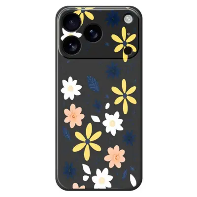 iPhone 17 Pro Max Mobilskal Colorful Floral Blue Leaves TPU - Svart