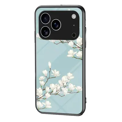 iPhone 17 Pro Max Mobilskal Floral Pattern TPU + Härdat Glas - Grön