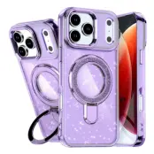 iPhone 17 Pro Max Mobilskal Glitter Design TPU + PC Kickstand - Lila