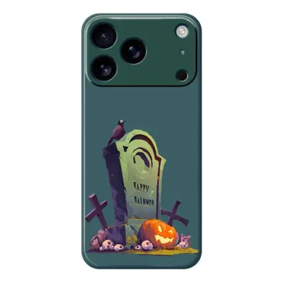 iPhone 17 Pro Max Mobilskal Halloween Tombstone Pattern - Grön