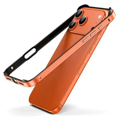 iPhone 17 Pro Max Mobilskal Hollow Metal Bumper - Orange (Orange)