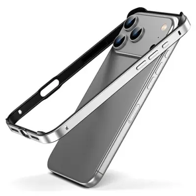 iPhone 17 Pro Max Mobilskal Hollow Metal Bumper - Silver (Silver)