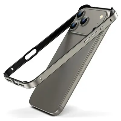 iPhone 17 Pro Max Mobilskal Hollow Metal Bumper - Guld (Titan Guld)
