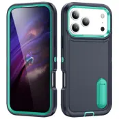 iPhone 17 Pro Max Mobilskal Kickstand Silikon - Mörkblå/Ljusgrön