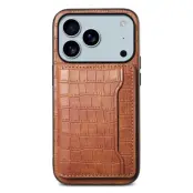 iPhone 17 Pro Max Mobilskal Korthållare Crocodile - Brun