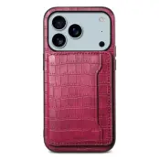 iPhone 17 Pro Max Mobilskal Korthållare Crocodile - Röd