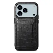 iPhone 17 Pro Max Mobilskal Korthållare Crocodile - Svart