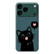 Mobilskal till iPhone 17 Pro Max Love Black Cat Pattern - Grön