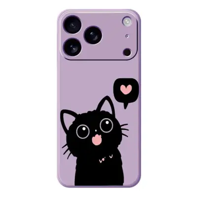 iPhone 17 Pro Max Mobilskal Love Black Cat Pattern - Lila