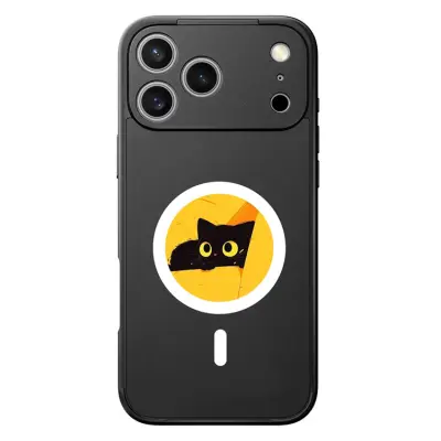 iPhone 17 Pro Max Mobilskal MagSafe 4 Colors NFC DIY Smart E-Ink Round (Svart)