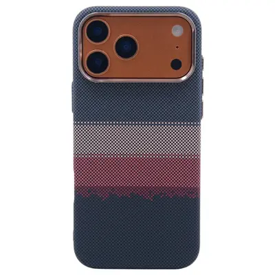 iPhone 17 Pro Max Mobilskal Magsafe Carbon Fiber (Gradient Röd Grå)