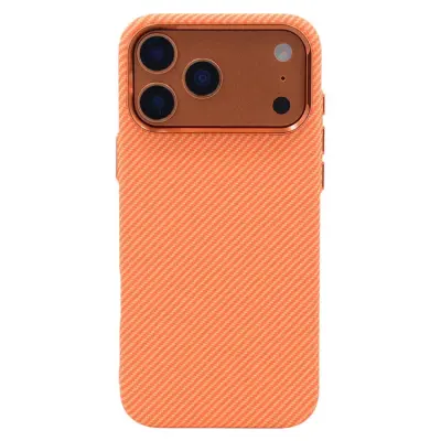 iPhone 17 Pro Max Mobilskal Magsafe Carbon Fiber (Orange Fine Lines)