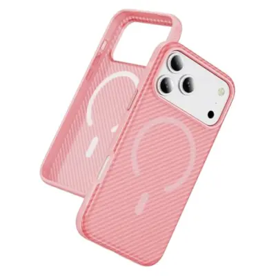 iPhone 17 Pro Max Mobilskal MagSafe Carbon Fiber - Rosa (Rosa)