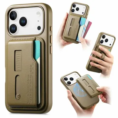 iPhone 17 Pro Max Mobilskal Magsafe Detachable korthållare - Khaki (Beige)