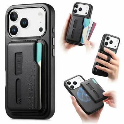 iPhone 17 Pro Max Mobilskal Magsafe Detachable korthållare (Svart)