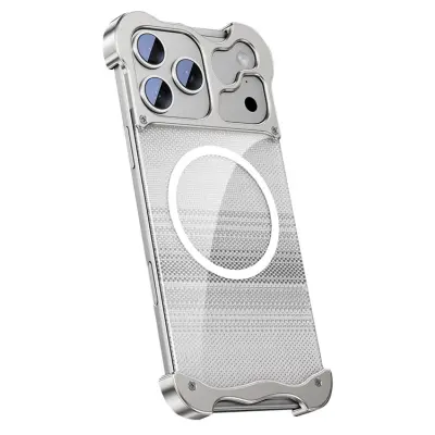 iPhone 17 Pro Max Mobilskal Magsafe Frameless Kevlar Pattern - Silver (Silver)