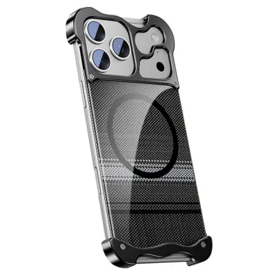 iPhone 17 Pro Max Mobilskal Magsafe Frameless Kevlar Pattern (Svart)