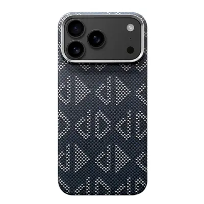 iPhone 17 Pro Max Mobilskal MagSafe Kevlar - Geometric Blå