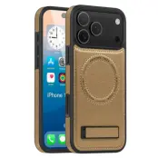 iPhone 17 Pro Max Mobilskal MagSafe Kickstand Läder - Ökenguld