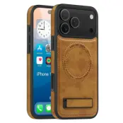 iPhone 17 Pro Max Mobilskal MagSafe Kickstand Läder - Brun