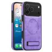 iPhone 17 Pro Max Mobilskal MagSafe Kickstand Läder - Ljuslila
