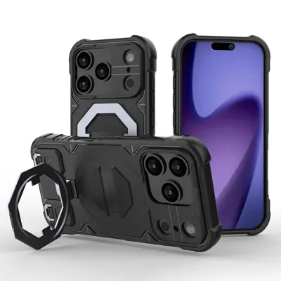 iPhone 17 Pro Max Mobilskal MagSafe Kickstand Med snodd - Svart